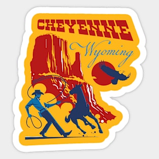 Cheyenne Wyoming Cowboy Lasonning. Sticker